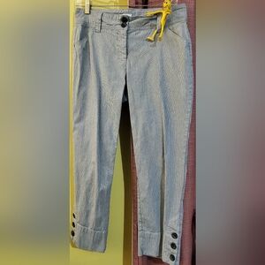 Charter Club Black and White Striped Pants with Cute Button Detailing